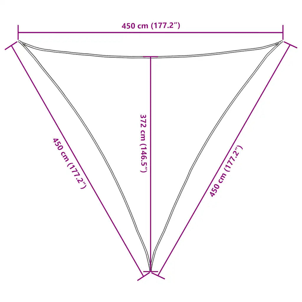 Para-sol vela tecido oxford triangular 4,5x4,5x4,5 m cinza-ac.
