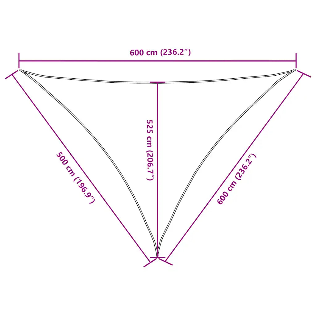 Para-sol vela tecido oxford triangular 5x6x6 m cinza-acast.