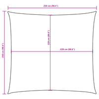Para-sol vela tecido oxford quadrado 2,5x2,5m -escuro