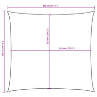 Para-sol vela tecido oxford quadrangular 3,6x3,6 m -escuro