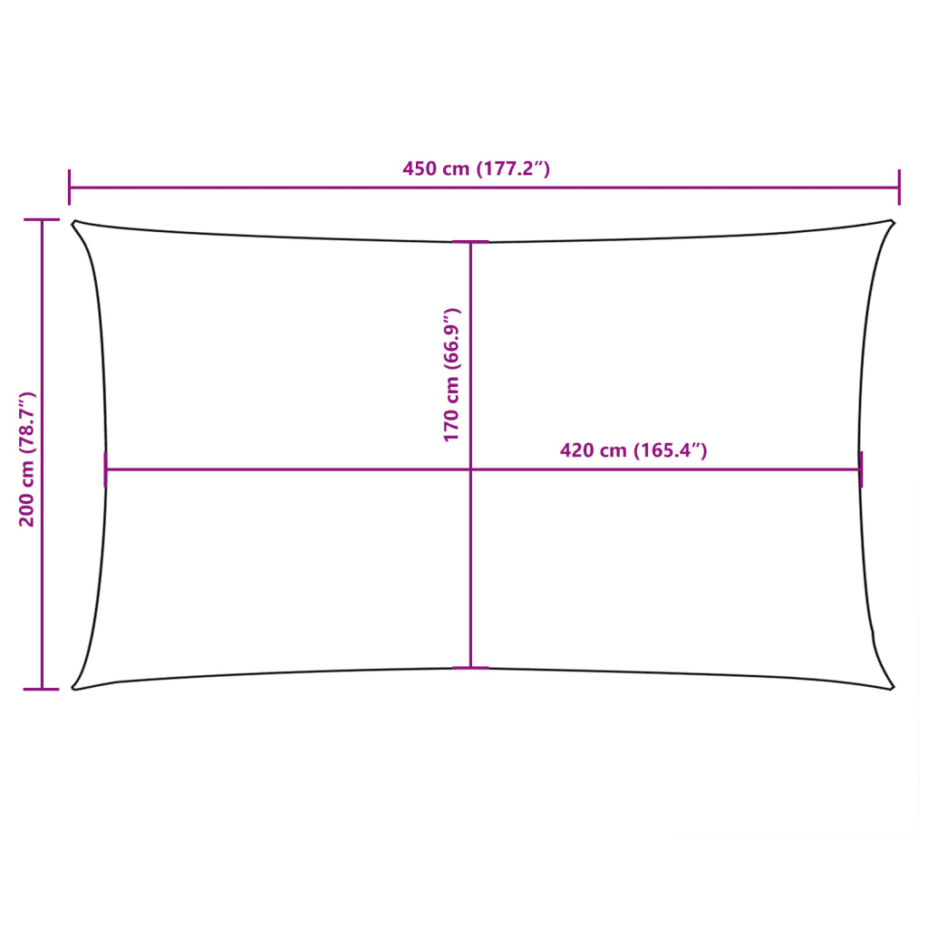 Para-sol vela tecido oxford retangular 2x4,5 m -escuro