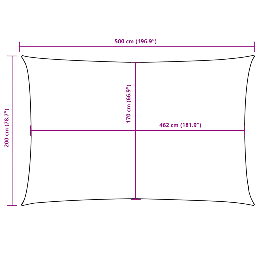 Para-sol vela tecido oxford retangular 2x5 m -escuro
