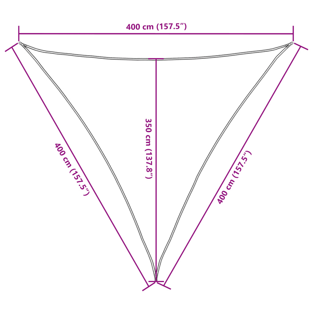 Para-sol vela tecido oxford triangular 4x4x4 m -escuro