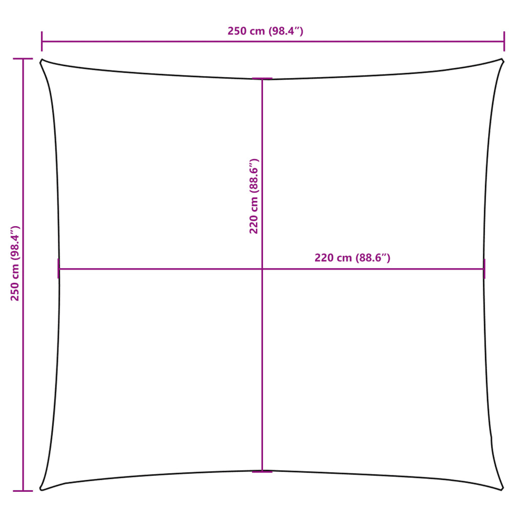 Para-sol estilo vela tecido oxford quadrado 2,5x2,5 m