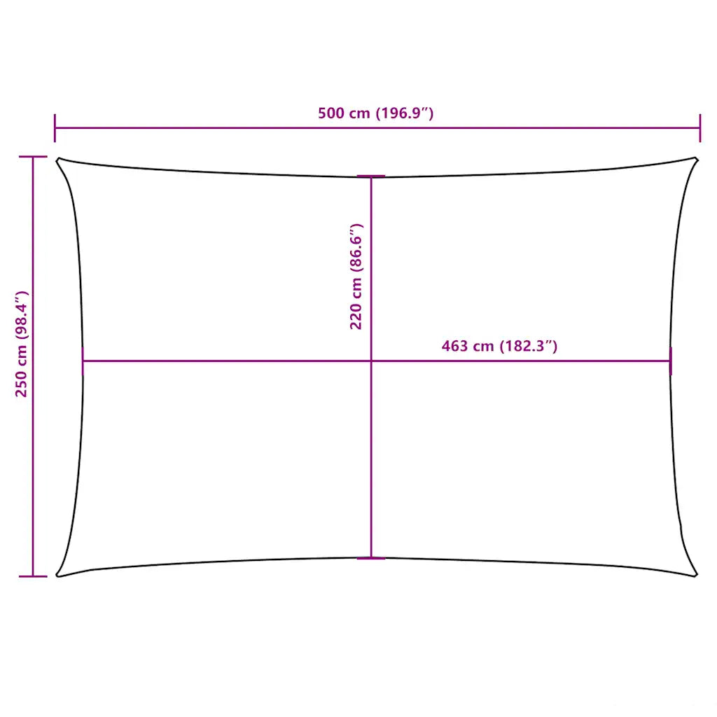 Para-sol estilo vela tecido oxford retangular 2,5x5 m