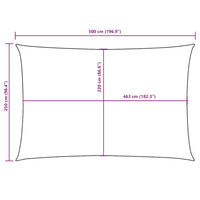 Para-sol estilo vela tecido oxford retangular 2,5x5 m