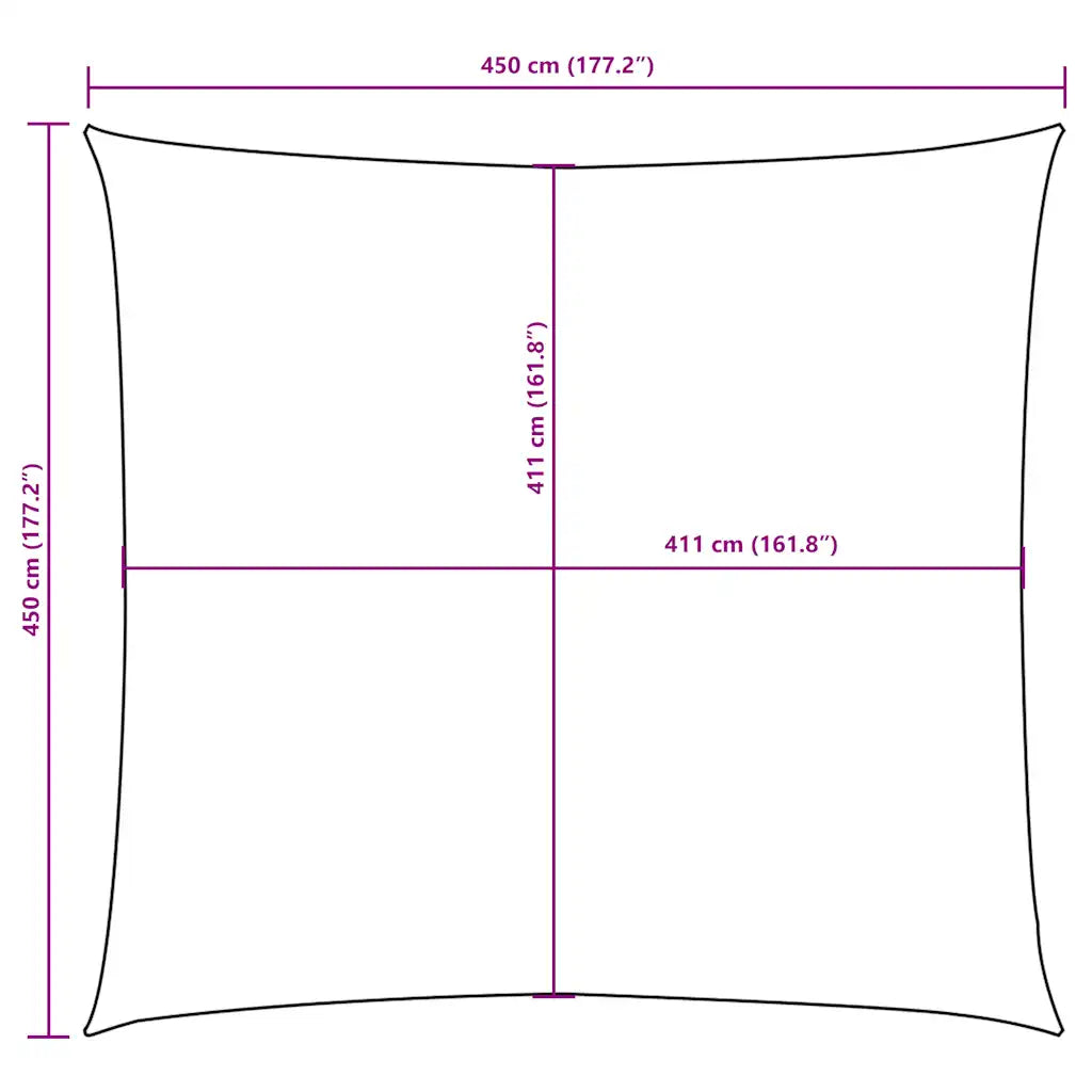 Para-sol estilo vela tecido oxford quadrado 4,5x4,5 m