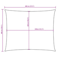 Para-sol estilo vela tecido oxford retangular 3x4 m