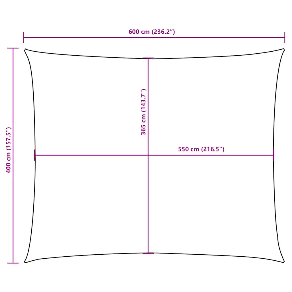 Para-sol estilo vela tecido oxford retangular 4x6 m