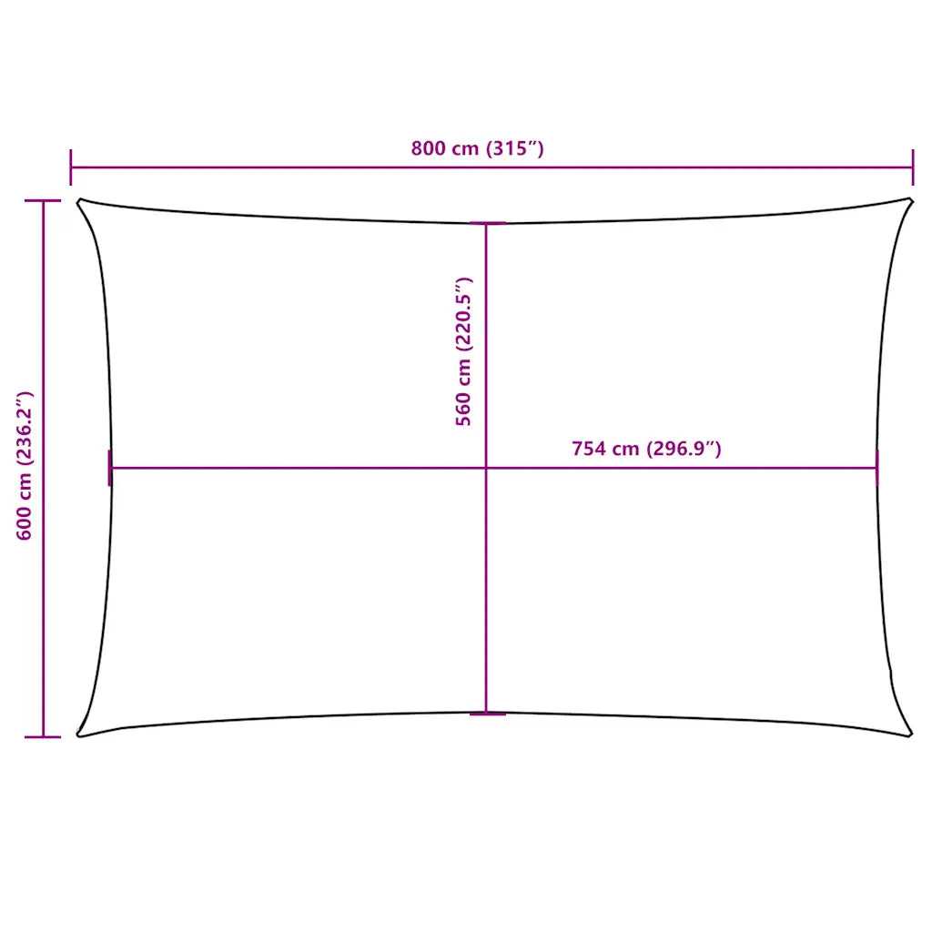 Para-sol estilo vela tecido oxford retangular 6x8 m