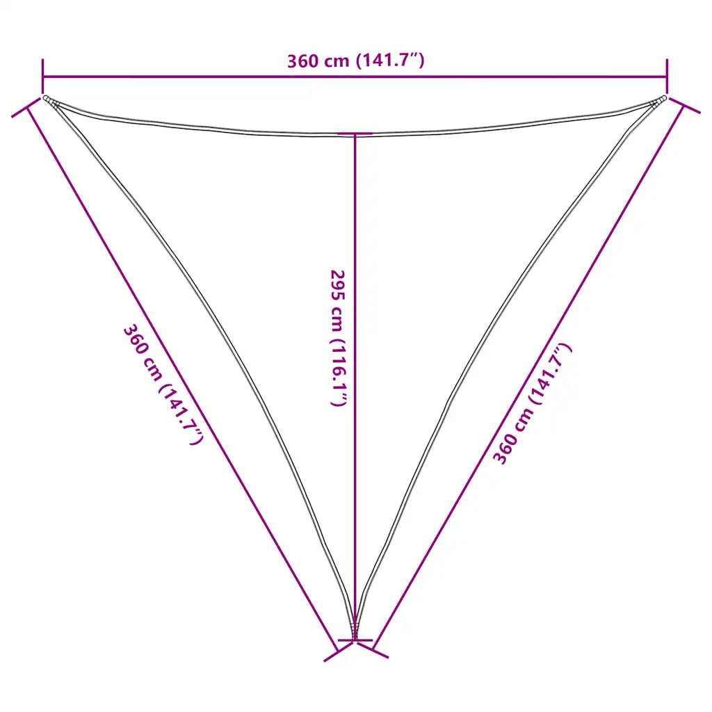 Para-sol vela tecido oxford triangular 3,6x3,6x3,6 m