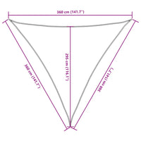 Para-sol vela tecido oxford triangular 3,6x3,6x3,6 m