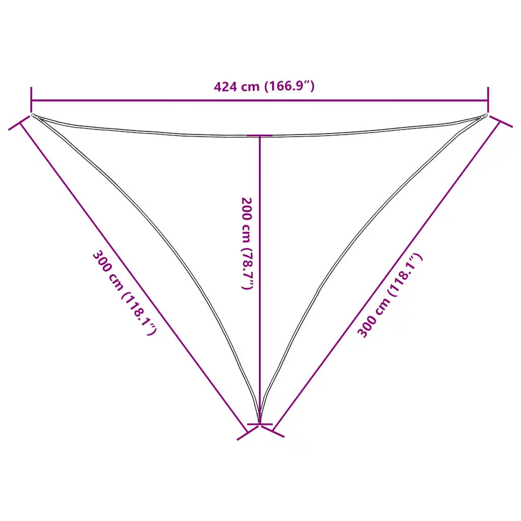 Para-sol estilo vela tecido oxford triangular 3x3x4,24m