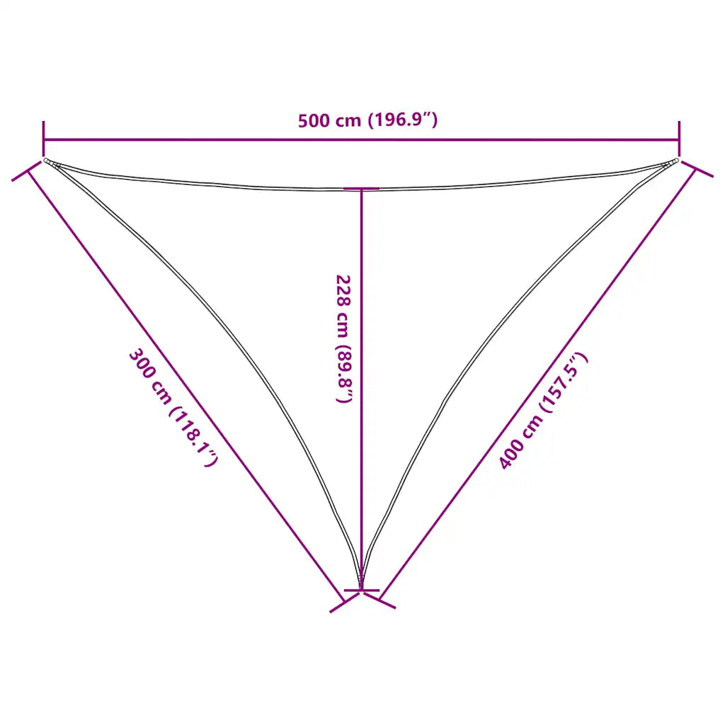 Para-sol estilo vela tecido oxford triangular 3x4x5 m
