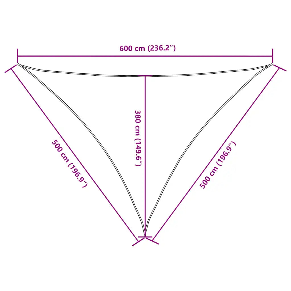 Para-sol estilo vela tecido oxford triangular 5x5x6 m