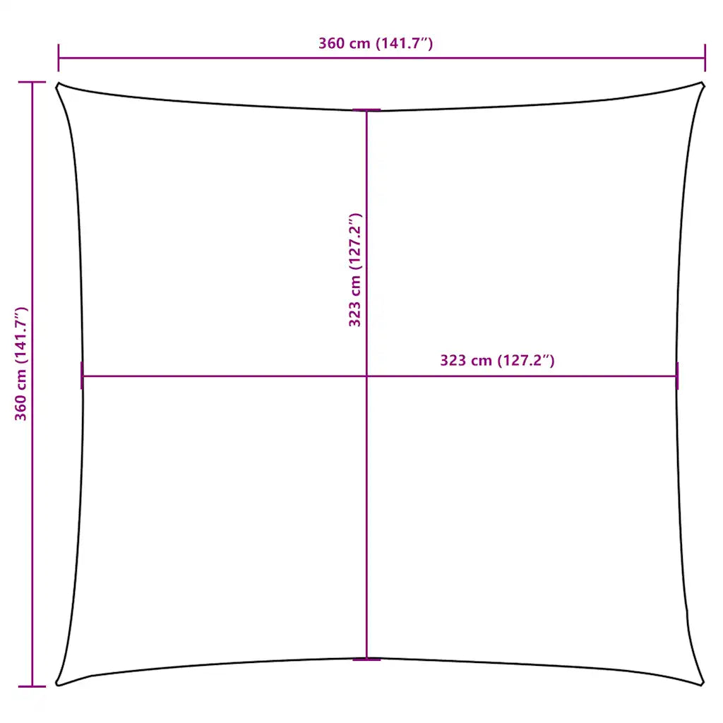 Para-sol vela tecido oxford quadrangular 3,6x3,6 m