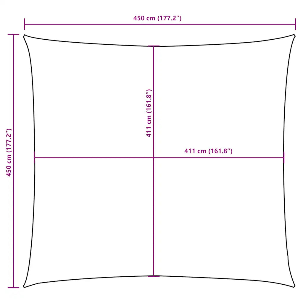 Para-sol estilo vela tecido oxford quadrado 4,5x4,5 m