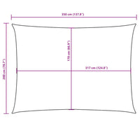 Para-sol estilo vela tecido oxford retangular 2x3,5 m