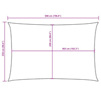 Para-sol estilo vela tecido oxford retangular 2,5x5 m
