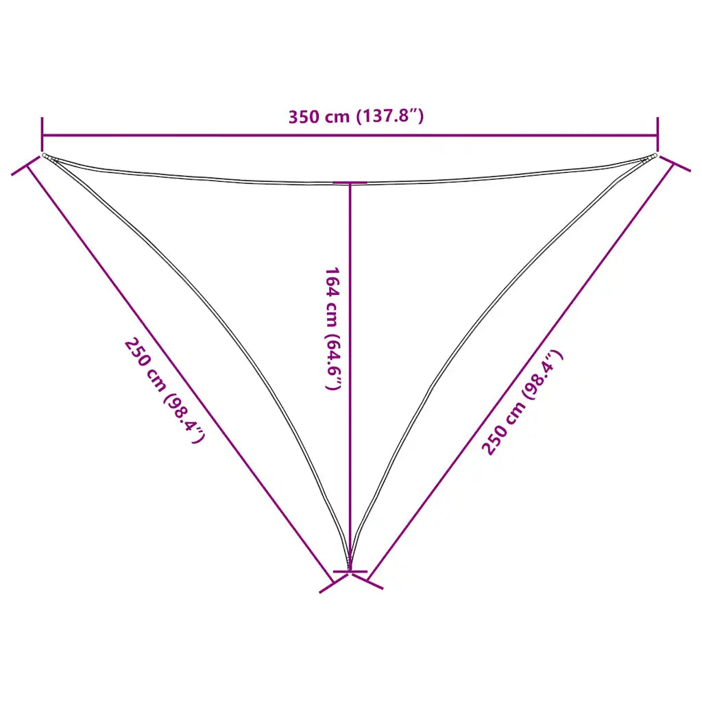 Para-sol estilo vela tecido oxford triangular 3x3x3 m