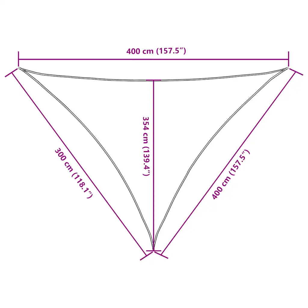 Para-sol estilo vela tecido oxford triangular 3x4x4 m