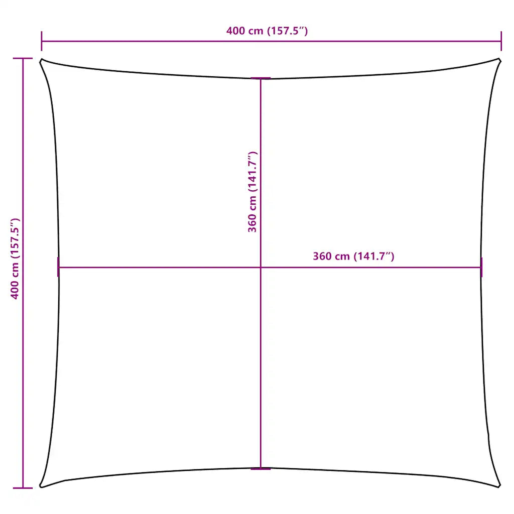 Para-sol estilo vela tecido oxford quadrado 4x4 m