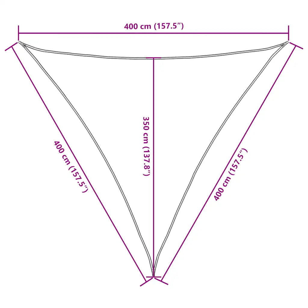 Para-sol estilo vela tecido oxford triangular 4x4x4 m