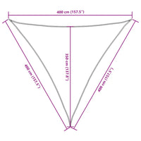 Para-sol estilo vela tecido oxford triangular 4x4x4 m