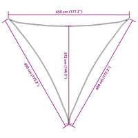 Para-sol vela tecido oxford triangular 4,5x4,5x4,5 m