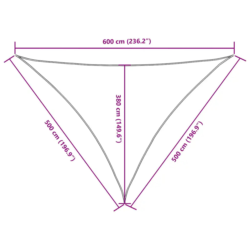 Para-sol estilo vela tecido oxford triangular 5x5x6 m