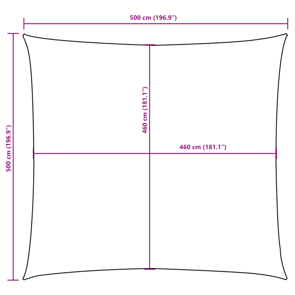 Para-sol estilo vela tecido oxford quadrado 5x5 m
