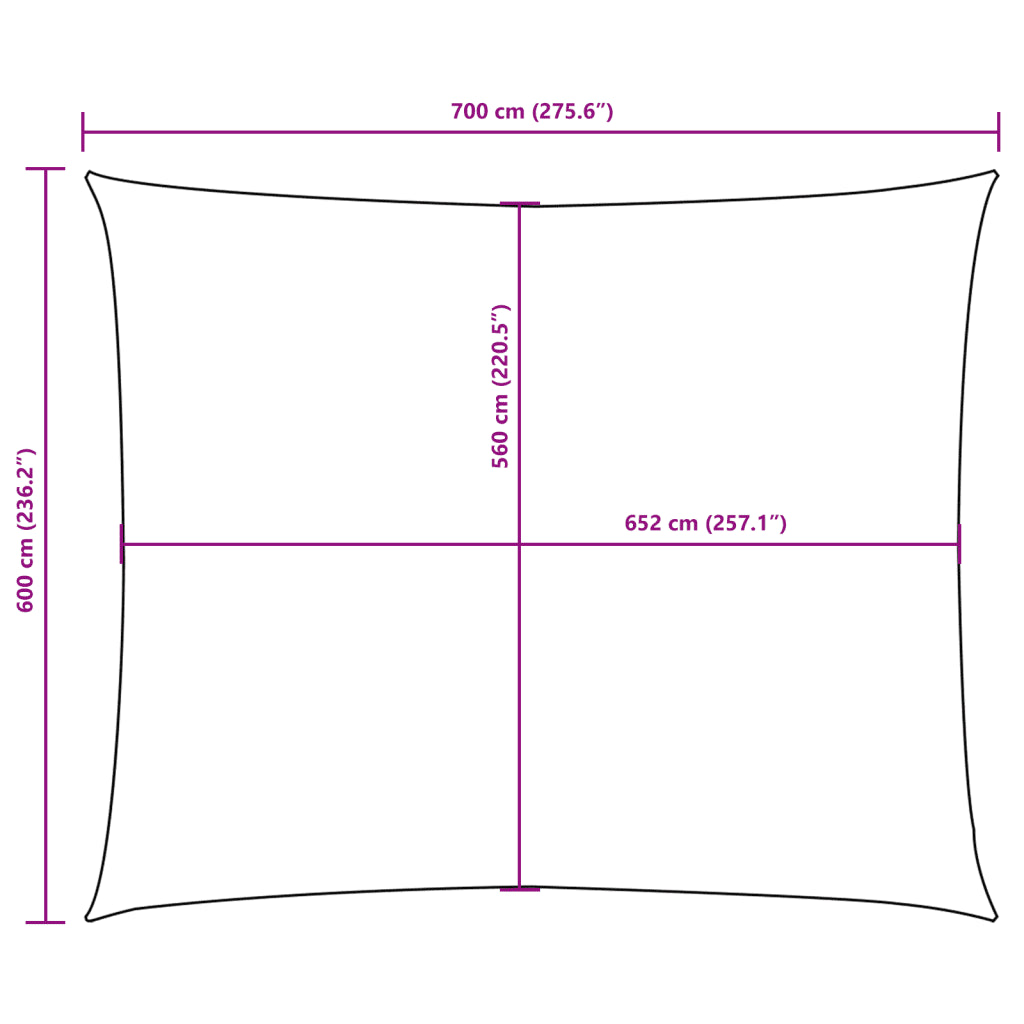 Para-sol estilo vela tecido oxford retangular 6x7 m
