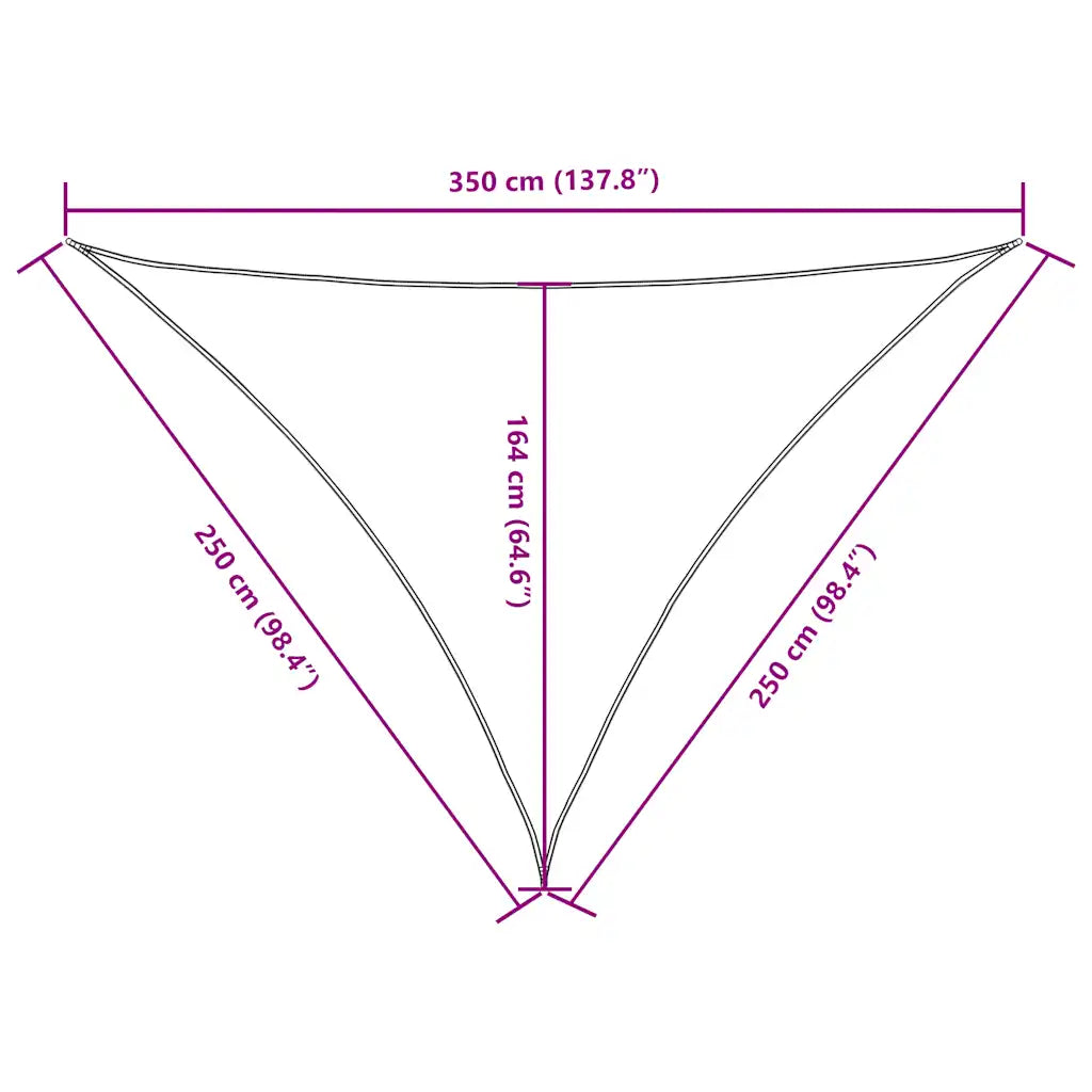 Para-sol vela tecido oxford triangular 2,5x2,5x3,5 m