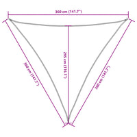 Para-sol vela tecido oxford triangular 3,6x3,6x3,6 m