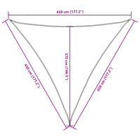 Para-sol vela tecido oxford triangular 4,5x4,5x4,5 m