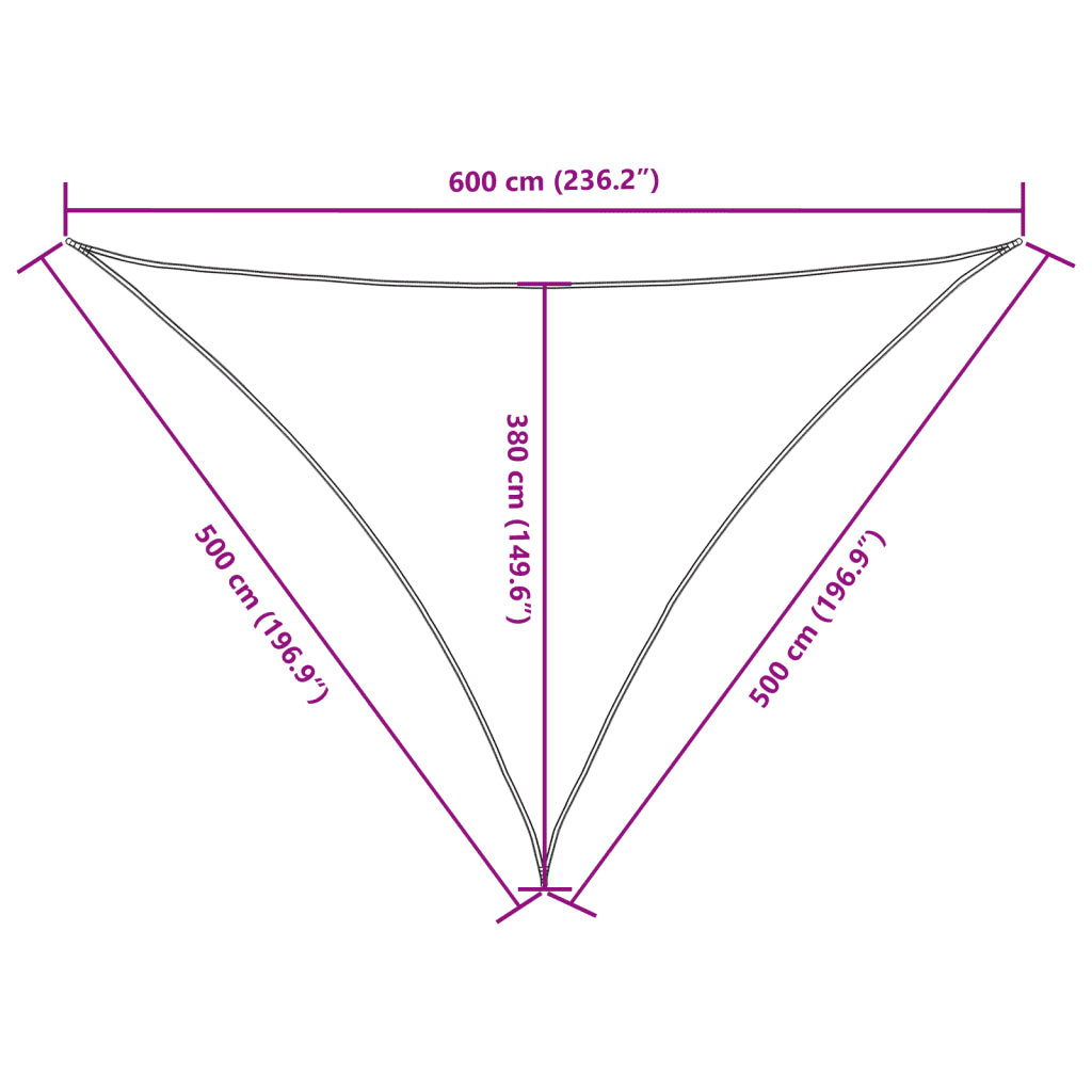 Para-sol estilo vela tecido oxford triangular 5x5x6 m