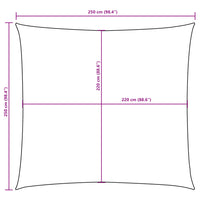 Para-sol estilo vela tecido oxford quadrado 2,5x2,5 m castanho