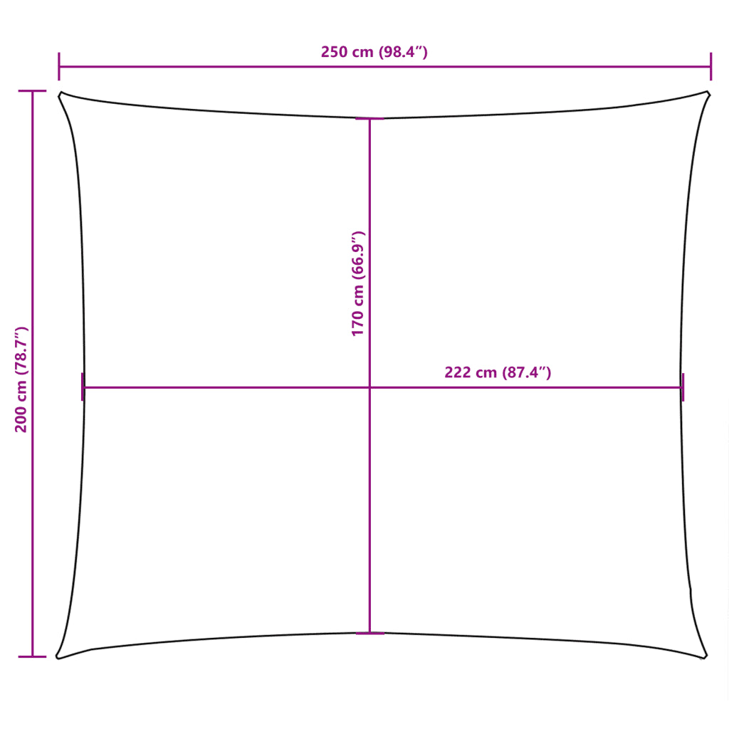 Para-sol estilo vela tecido oxford retangular 2x2,5 m castanho