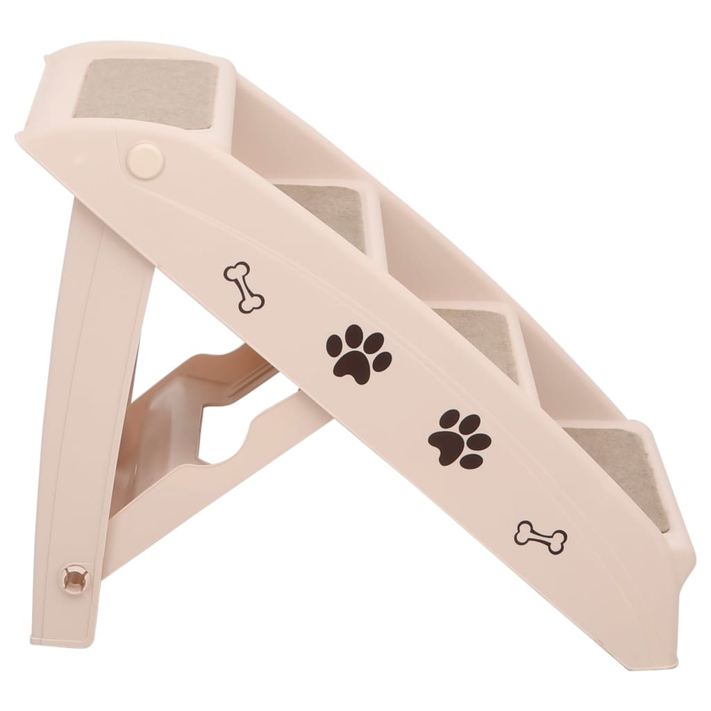 vidaXL Escadas para cães dobráveis 62x40x49,5 cm cor creme