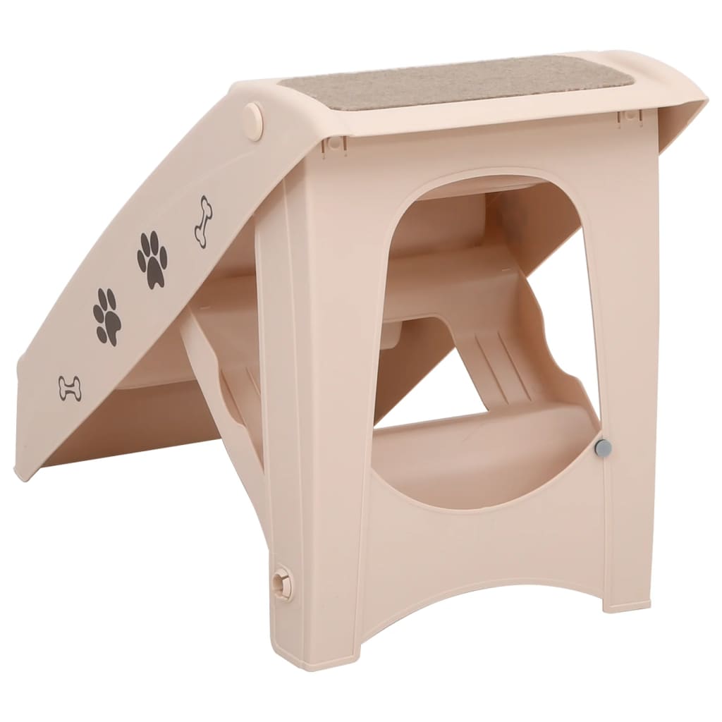 vidaXL Escadas para cães dobráveis 62x40x49,5 cm cor creme