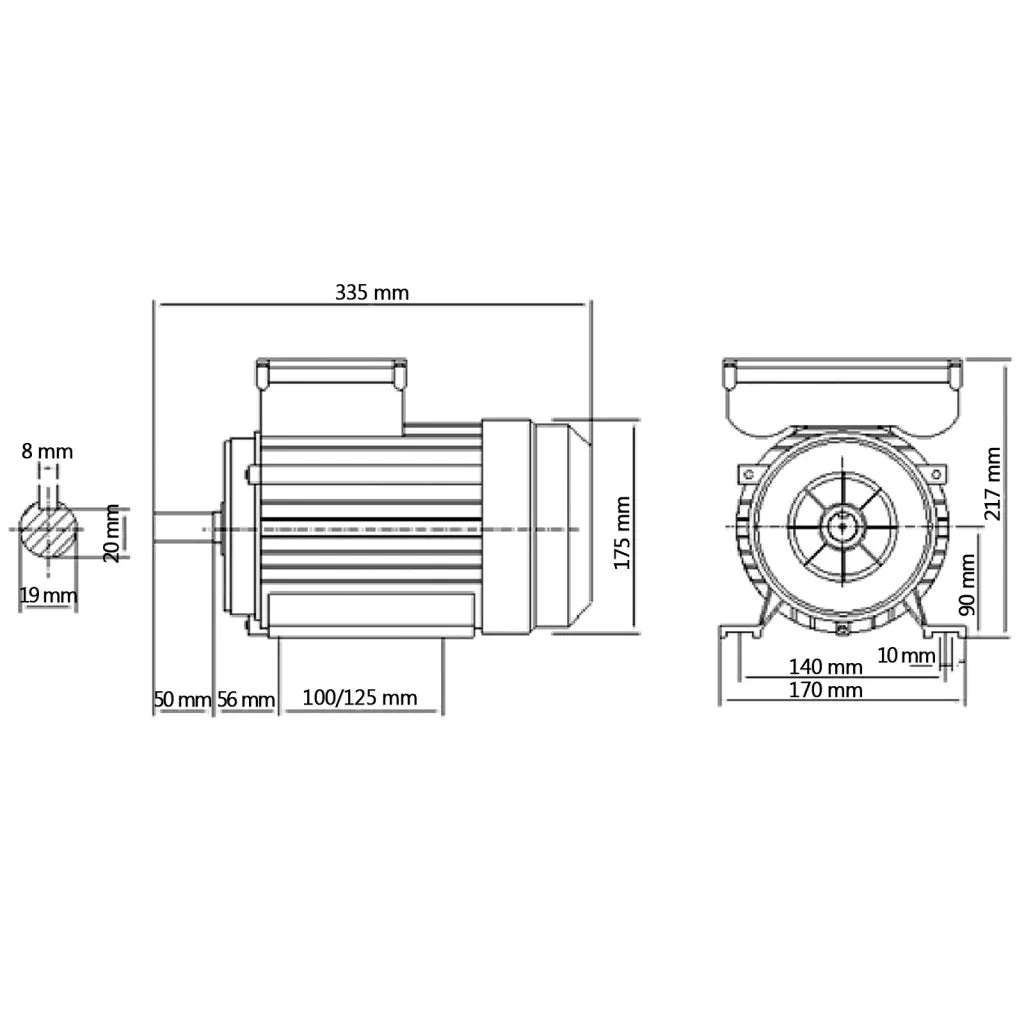 Motor monofásico elétrico alumínio 1,5kW/2CV 2 polos 2800 RPM