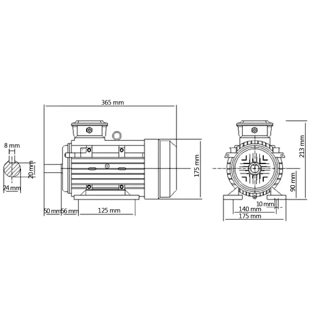 Motor de 3 fases elétrico alumínio 2,2kW/3CV 2 polos 2840 rpm
