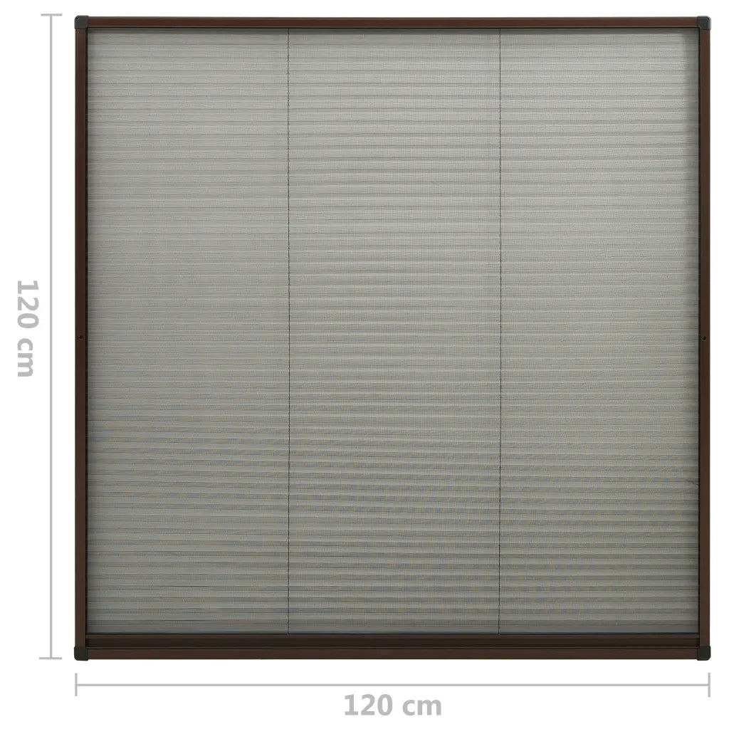 Tela anti-insetos plissada janelas 120x120cm alumínio castanho