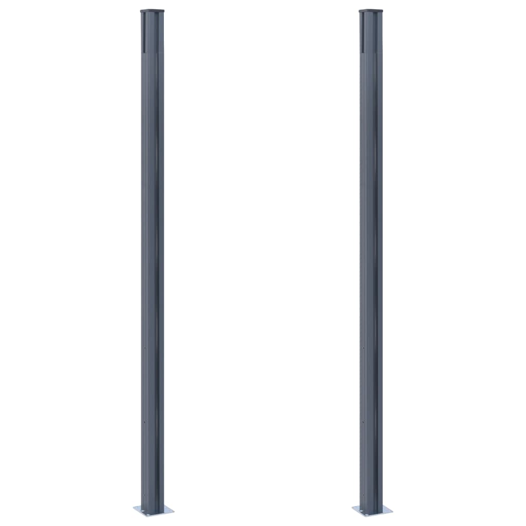 vidaXL Postes de cerca 2 pcs alumínio 185 cm cinzento-escuro