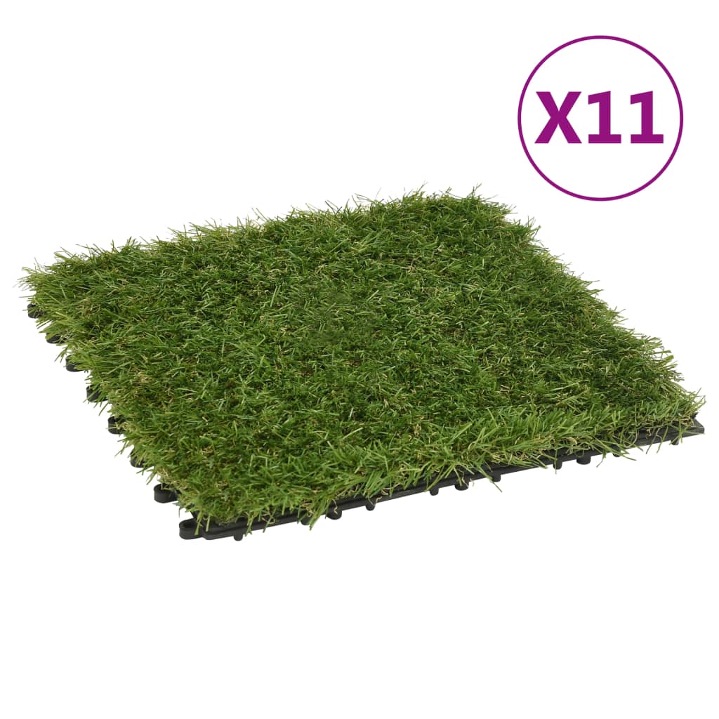 vidaXL Ladrilhos de relva artificial 11 pcs 30x30 cm verde