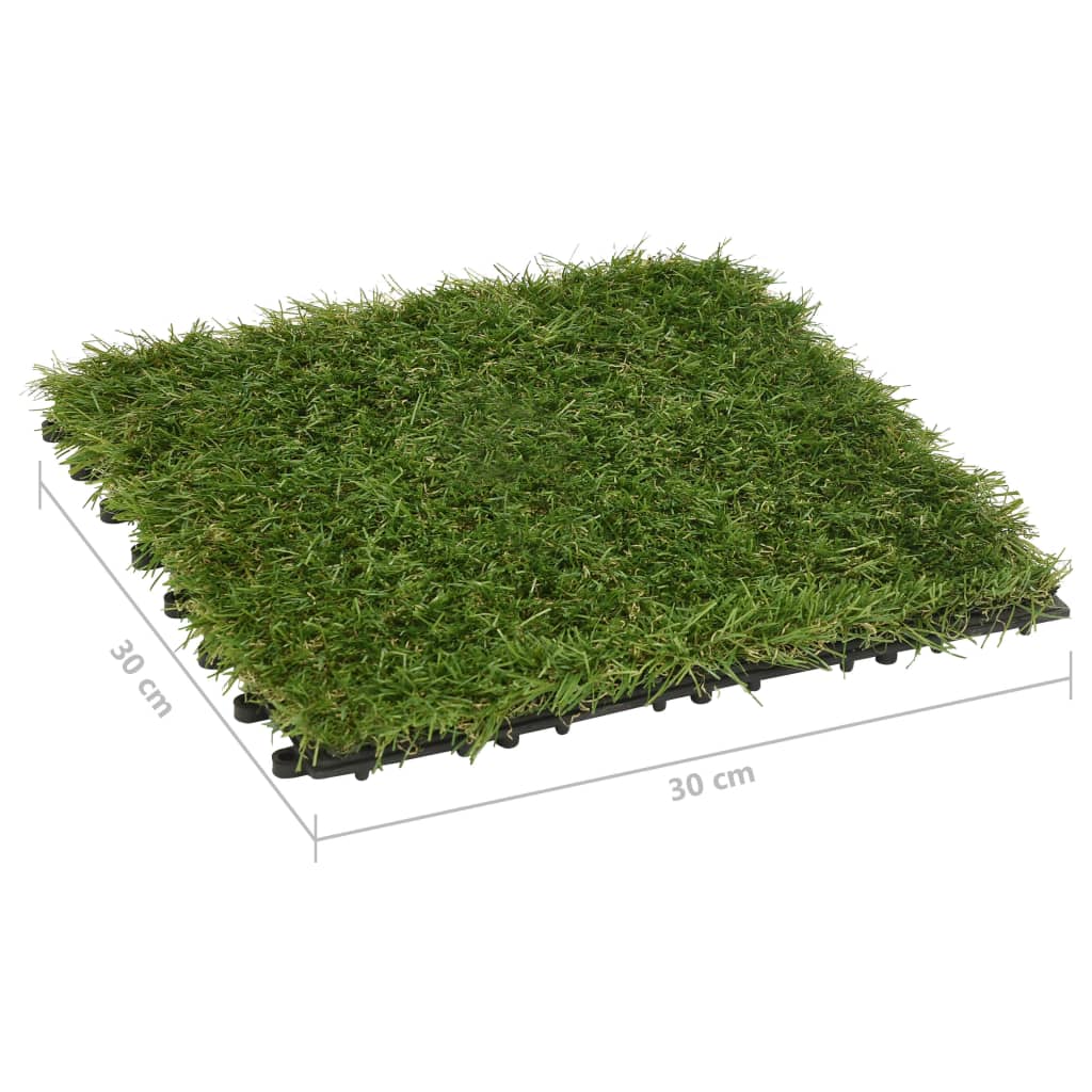vidaXL Ladrilhos de relva artificial 11 pcs 30x30 cm verde