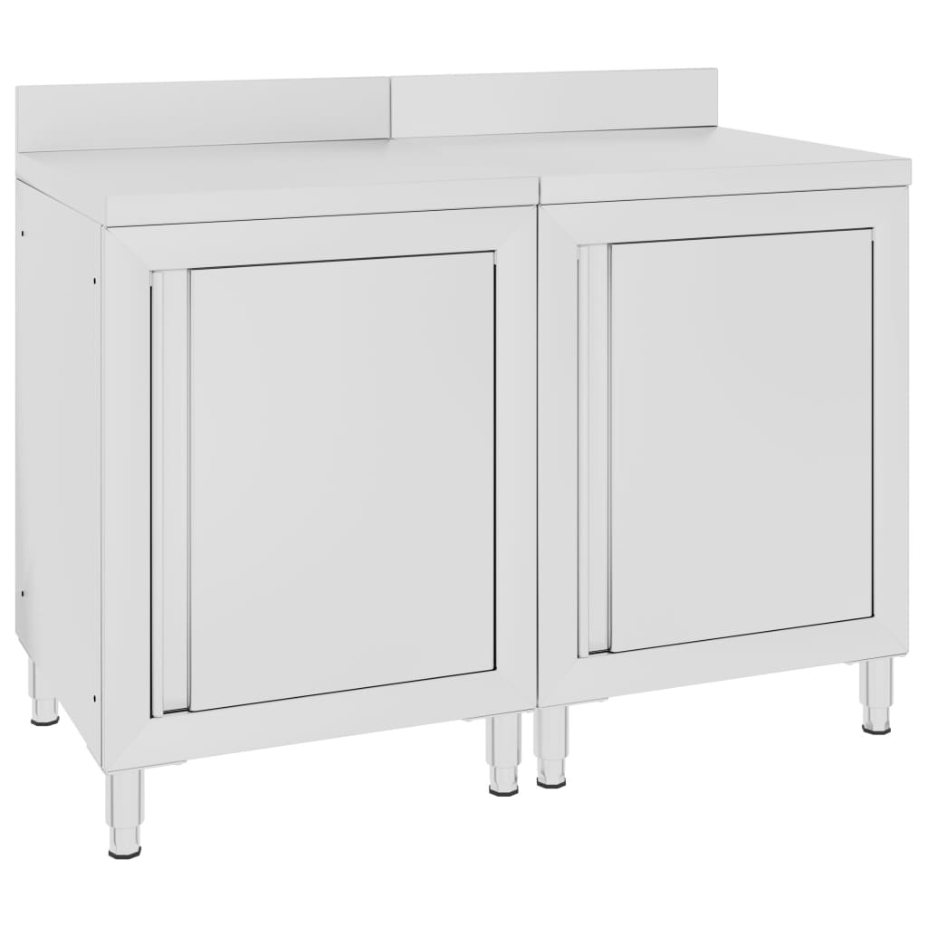 vidaXL Mesa trabalho comercial c/ armário 120x60x96 cm aço inoxidável