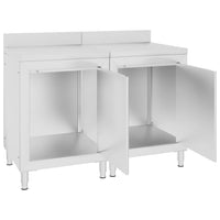 vidaXL Mesa trabalho comercial c/ armário 120x60x96 cm aço inoxidável