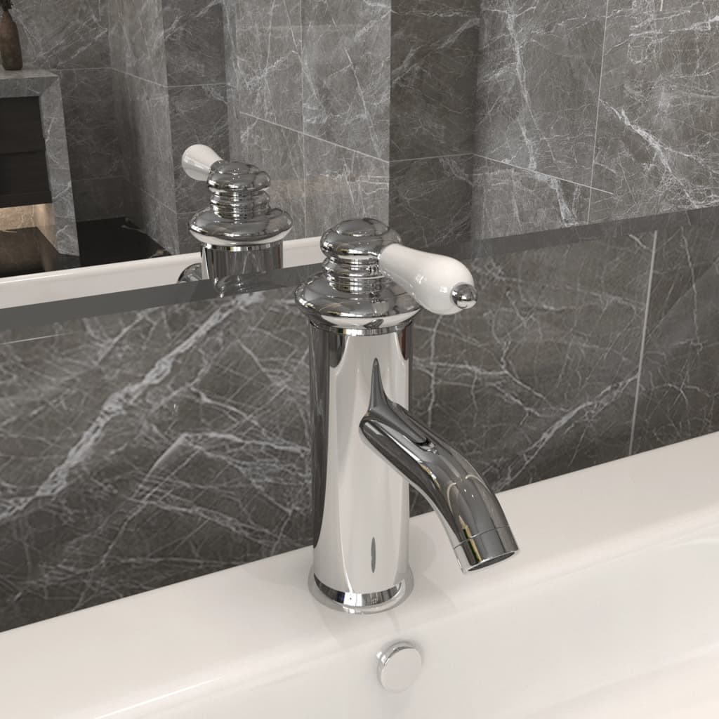 vidaXL Torneira para lavatório de casa de banho 130x180 mm cromado