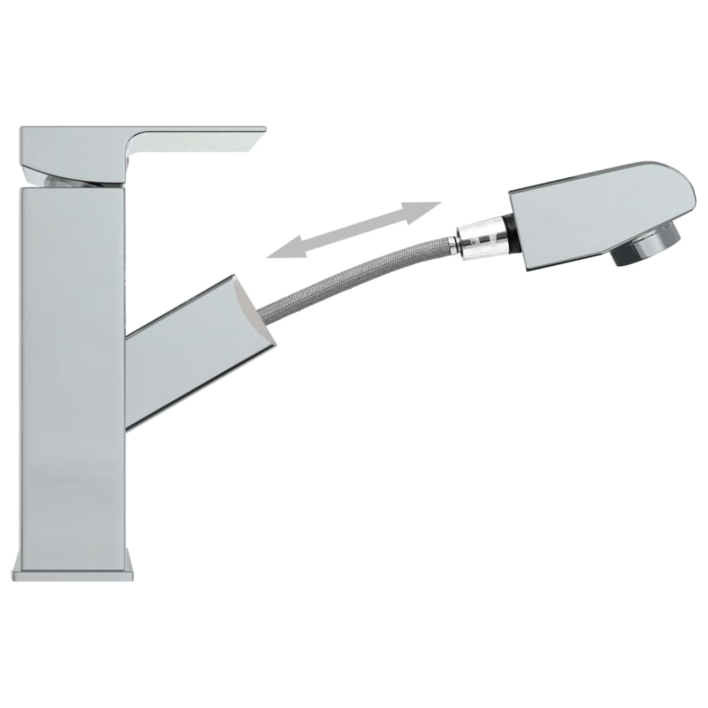 vidaXL Torneira extraível p/ lavatório casa de banho 157x172mm cromado